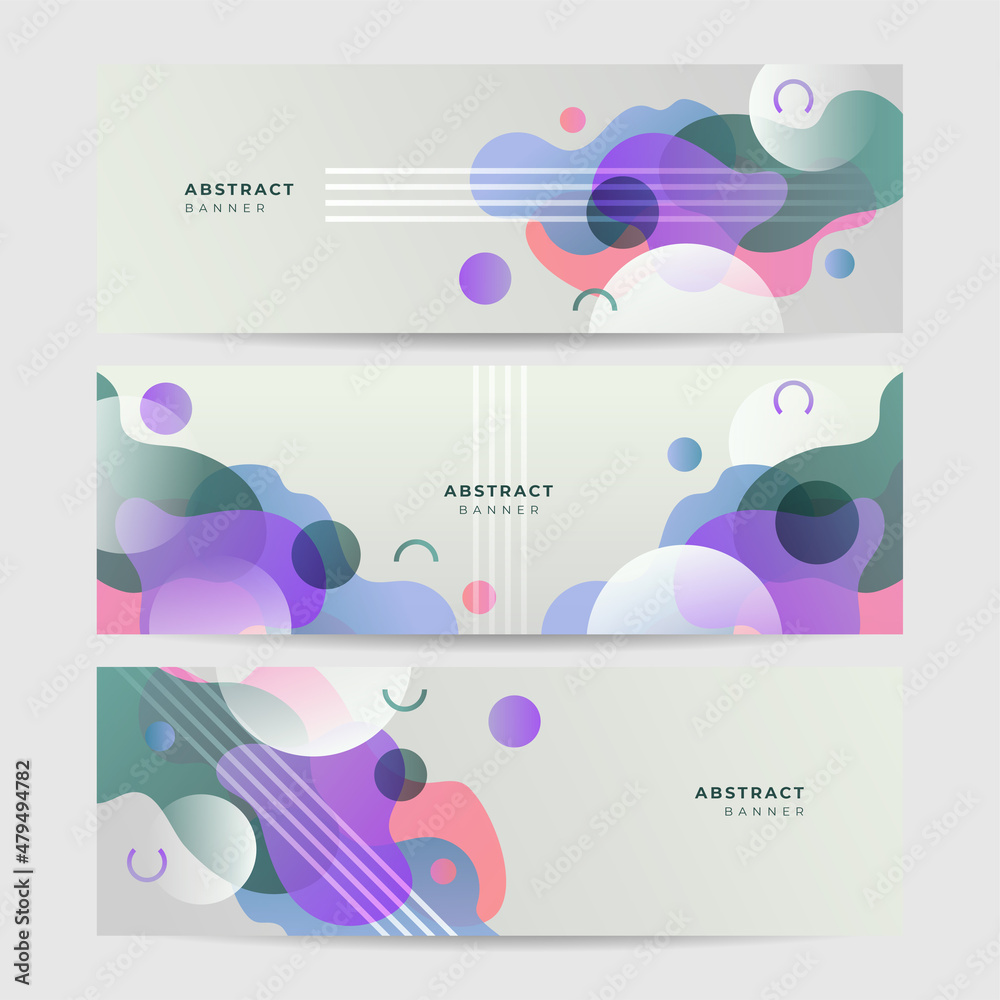 dynamic wave gradient purple green colorful Abstract design banner