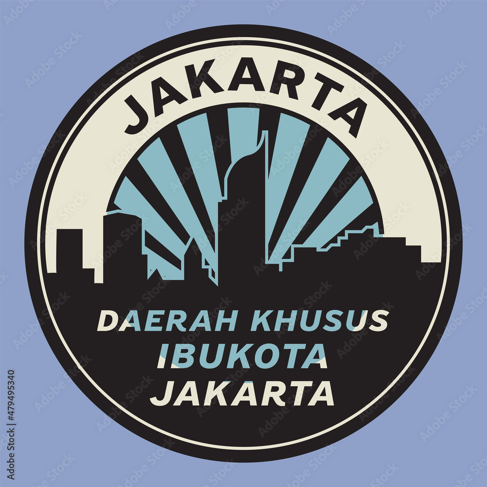 Emblem with the name of  Jakarta, Indonesia