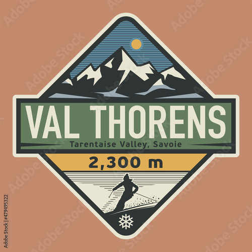Emblem with the name of Val Thorens, France photo