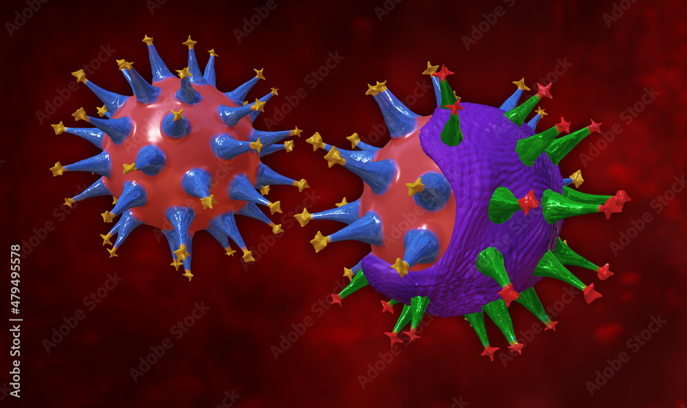 3d rendering of coronavirus mutation 3d rendering of coronavirus mutation