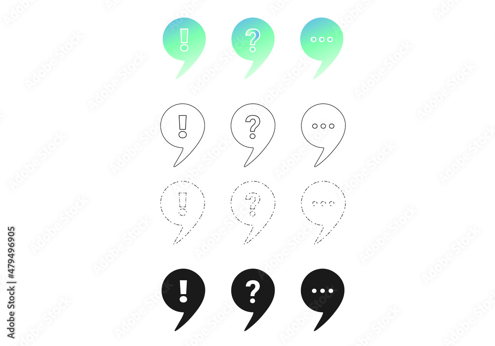 Question mark, Exclamation icon and Dot Dot Icon Design template vector Question mark, Exclamation icon and Dot Dot Icon Design template vector