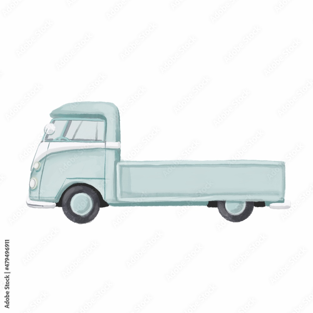Car with trunk for delivery, digital illustration