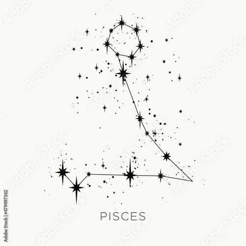 Star constellation zodiac pisces vector black and white
