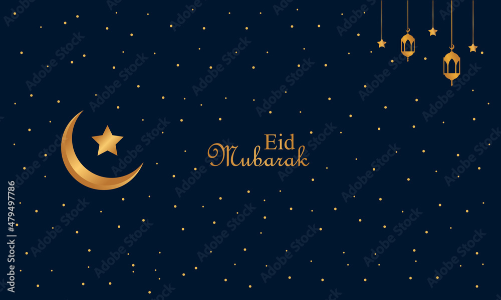 Naklejka premium Eid mubarak background design, modern islamic banner, fasting, web, poster, flyer, advertising illustration design