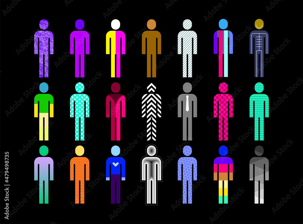 Large vector icon set of different people. Multicolor various human ...