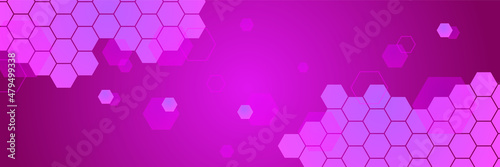 Technology hexa purple light colorful Abstract design banner