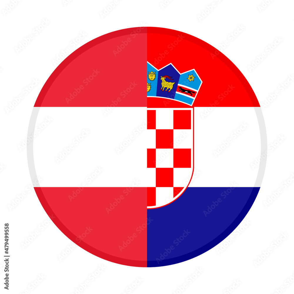 Naklejka premium round icon with austria and croatia flags. vector illustration isolated on white background