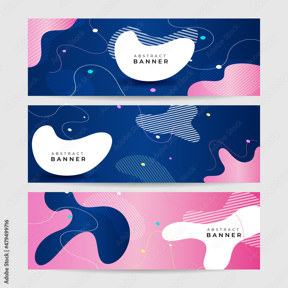 Wave dynamic gradient white blue pink colorful Abstract design banner