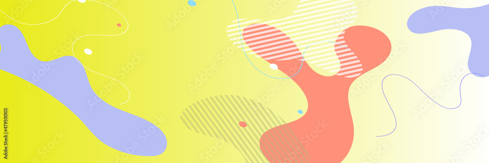 Wave dynamic gradient pastel yellow red blue colorful Abstract design banner
