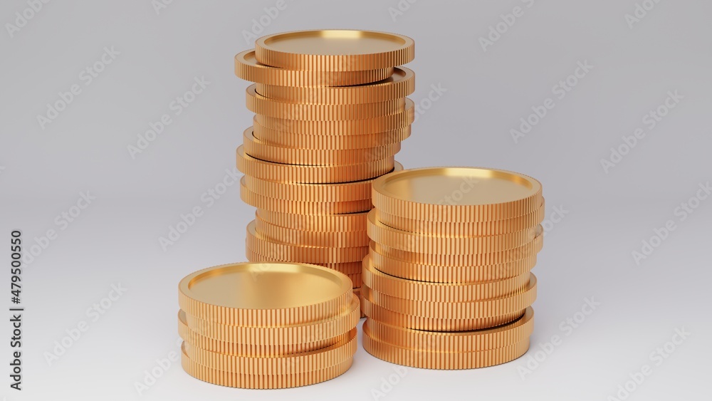 3D rendered illustration  of a pile of golden coins