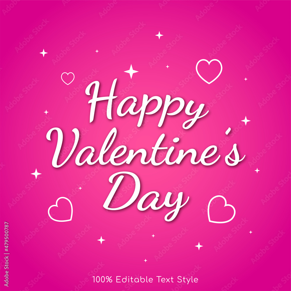 Valentine's day card design template with editable text style effect. EPS vector file