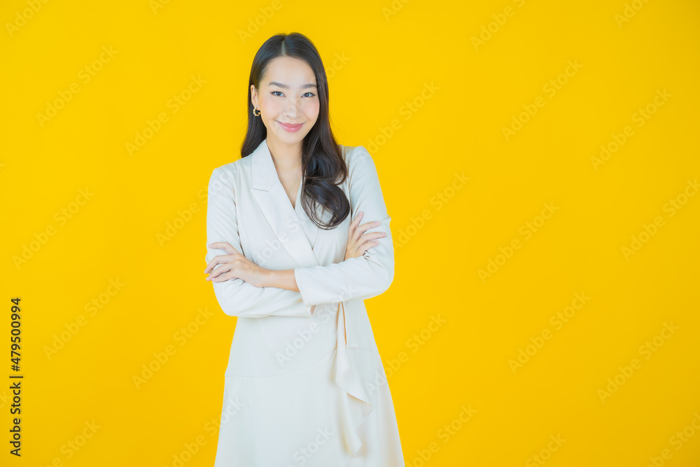 Portrait beautiful young asian woman smile with action Portrait beautiful young asian woman smile with action