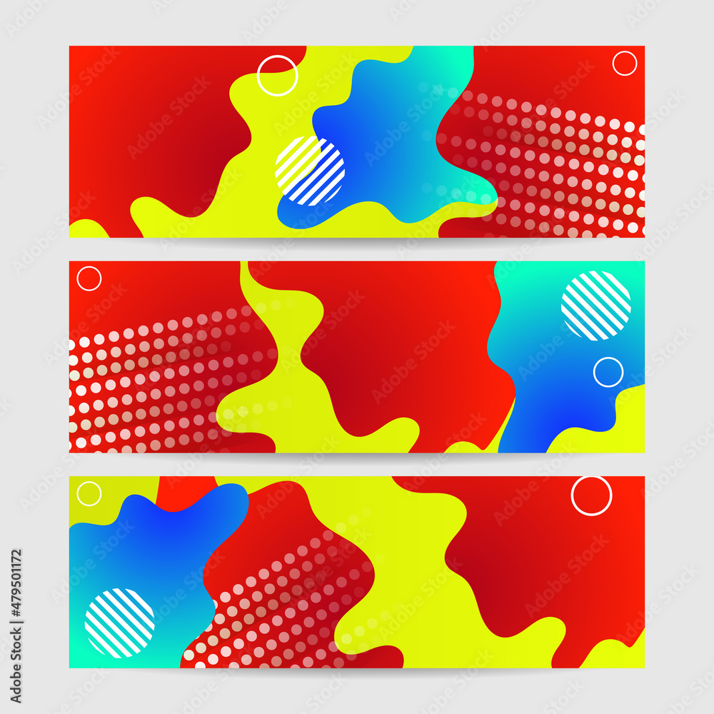 Obraz premium Modern dynamic gradient red blue yellow colorful Abstract design banner
