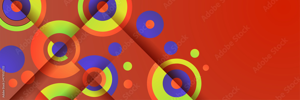 Gradient circle orange blue yellow colorful Abstract design banner