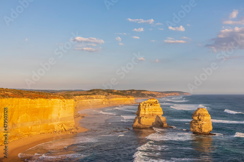 Australia, Victoria, View of Twelve Apostles and Gibson Steps in Port Campbell National Park