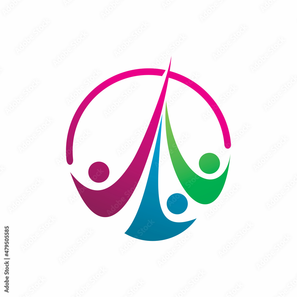 circle full color people community logo design circle full color people community logo design