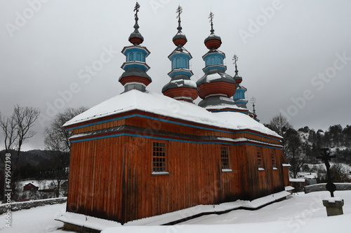 Fototapeta Naklejka Na Ścianę i Meble -  Cerkiew, Komańcza, Kościół, zima, śnieg, bieszczady
