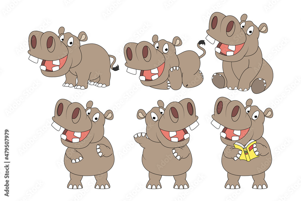 cute hippo animal cartoon vector graphic