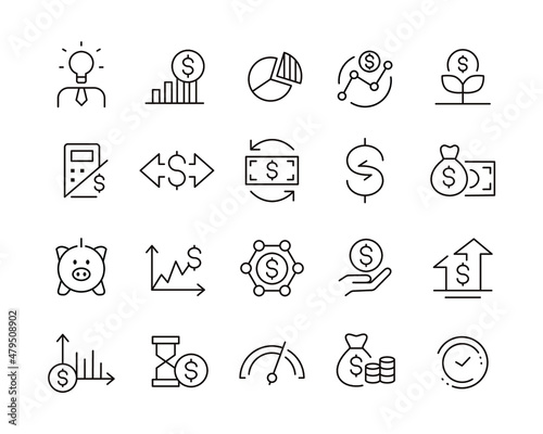 Return on Investment Icons - Vector Line Icons. Editable Stroke. Vector Graphic