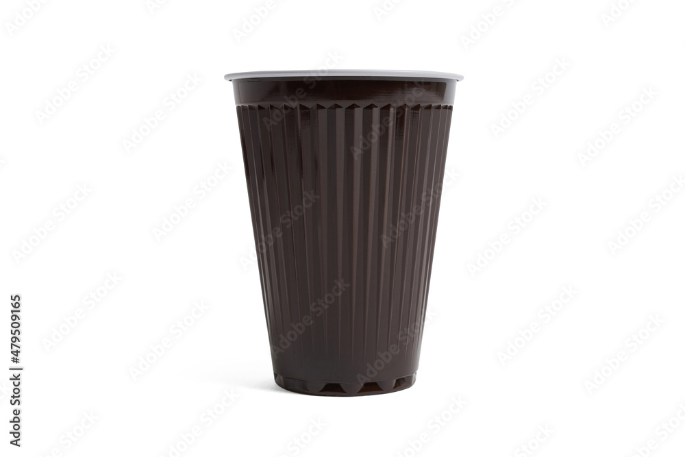 Brown paper cup for coffee, tea, chocolate and other hot drinks. Plastic party cup mockup. Disposable Cups set. Take out mugs front view and space for your design Brown paper cup for coffee, tea, chocolate and other hot drinks. Plastic party cup mockup. Disposable Cups set. Take out mugs front view and space for your design