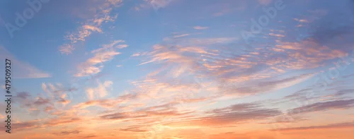 Panel kuchenny z motywem romantic colorful sunset panorama sky with rippled clouds