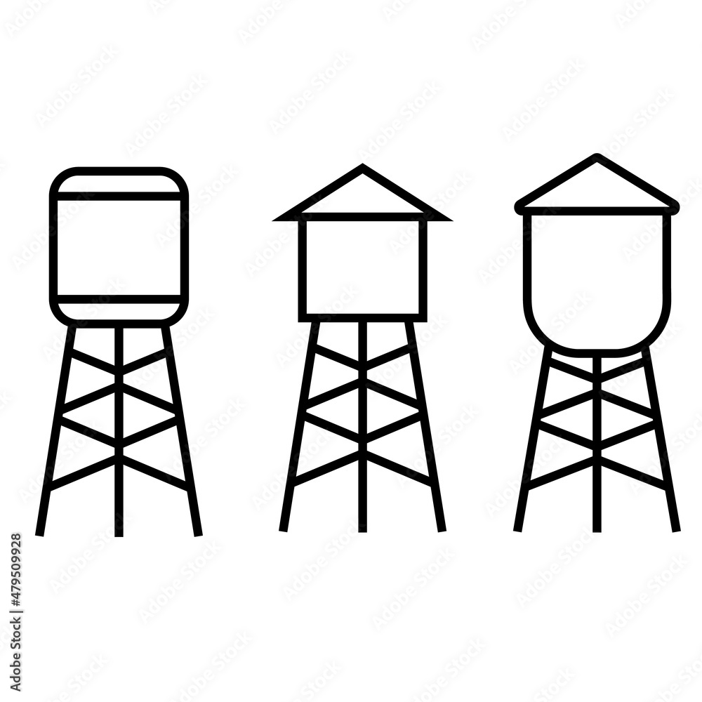 Water tower line icon, vector logo isolated on white background Water tower line icon, vector logo isolated on white background