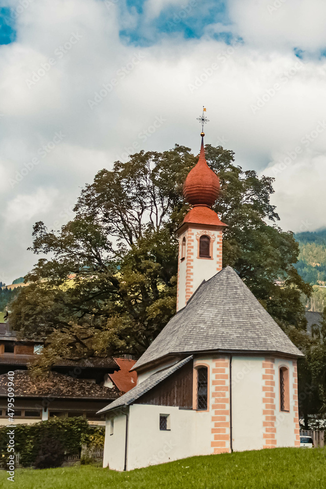 Beautiful church on a sunny summer day at Thal-Wilfern, Tyrol, Austria