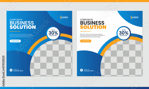 Latest corporate Social Media Post Layout Set with Editable Blue Gradient Design Overlay Elements template	