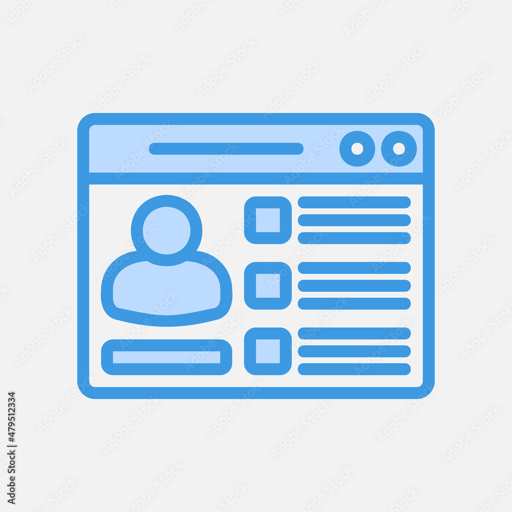 Page profile icon in blue style about social media, use for website mobile app presentation Page profile icon in blue style about social media, use for website mobile app presentation