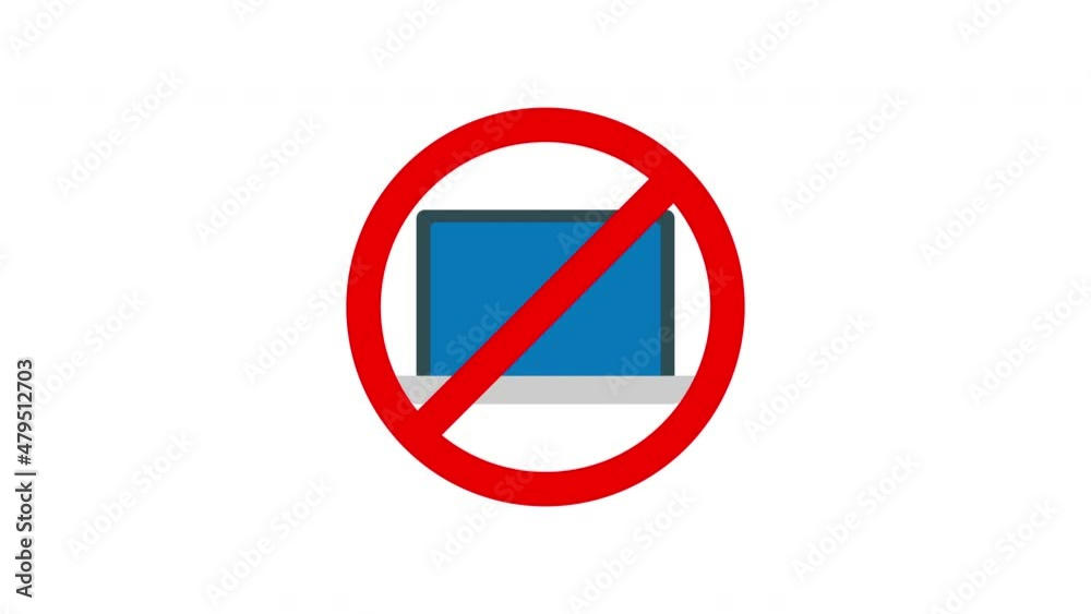 no laptop sign animation.4K Video motion Animation. no laptop sign animation.4K Video motion Animation.