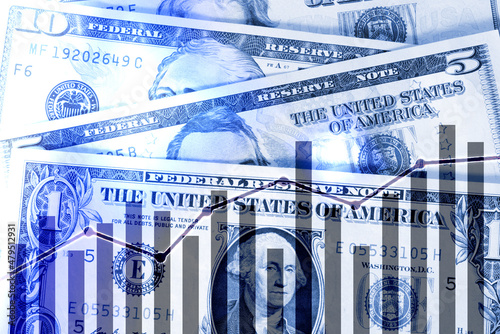 Dollar Geldscheine und die Wirtschaft in Amerika