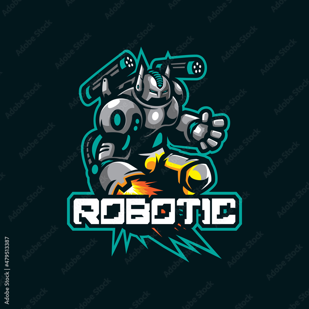 Vetor de Robotic mascot logo design vector with modern illustration ...