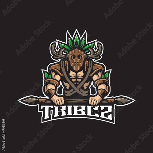 Tribe mascot logo design vector with modern illustration concept style for badge, emblem and t shirt printing. Tribe illustration for sport and esport team.