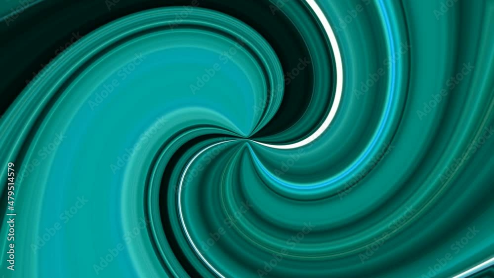 Cyan color abstract silky spiral twirl motion background, Abstract spiral background animation