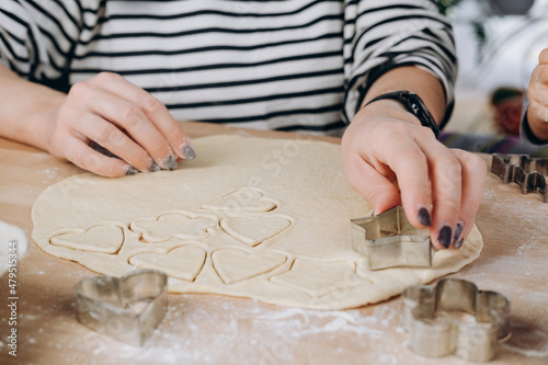 Valentine's Day cooking cookies in the shape of hearts, romantic Valentine's Day gift for mom sister and girlfriend, cookie recipe. mother's day or birthday gift