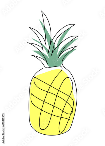 Pineapple. Continuous one line drawing.