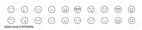 Set of simple emoji line icons.