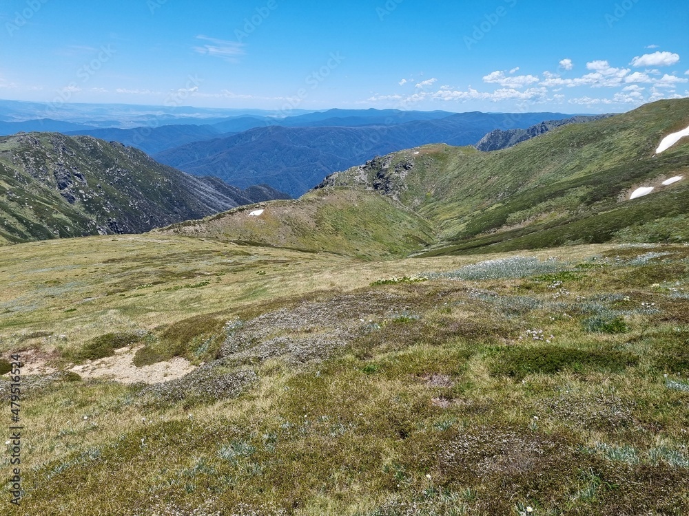 Kosciuszko national park mountains in summer 