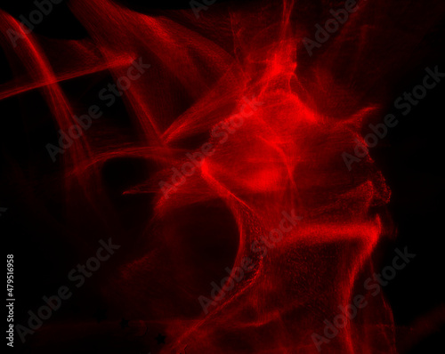 Abstract red lines drawn by light on a black background