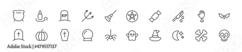 Set of simple halloween line icons. photo