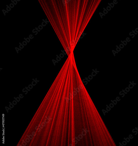 Abstract red lines drawn by light on a black background
