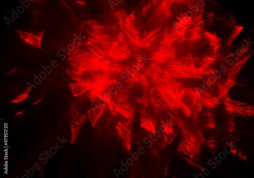 Abstract red lines drawn by light on a black background