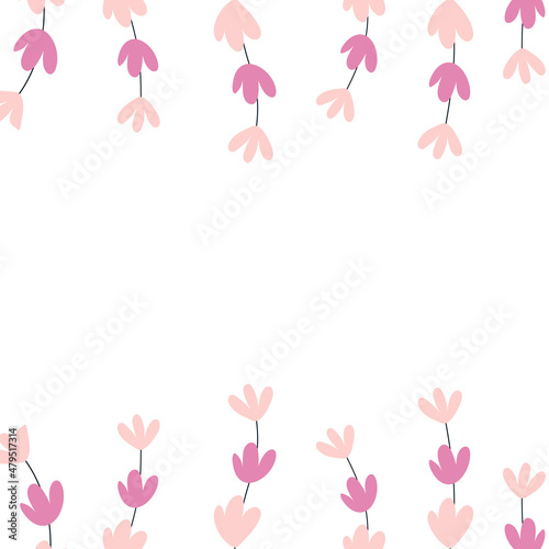 Floral background with pink flower. Banner template for spring design. Vector illustration