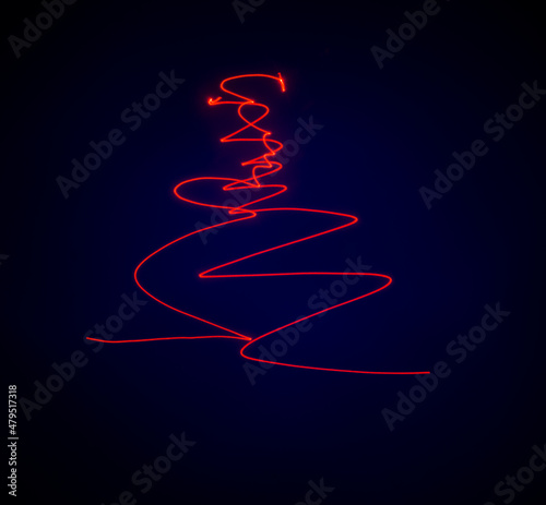 Abstract red lines drawn by light on a black background