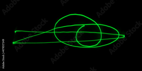 Light wave trail path,  abstract swirls on a black background