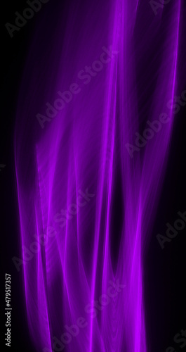 Abstract purple lines drawn by light on a black background