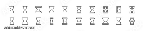 Set of simple hourglass line icons.