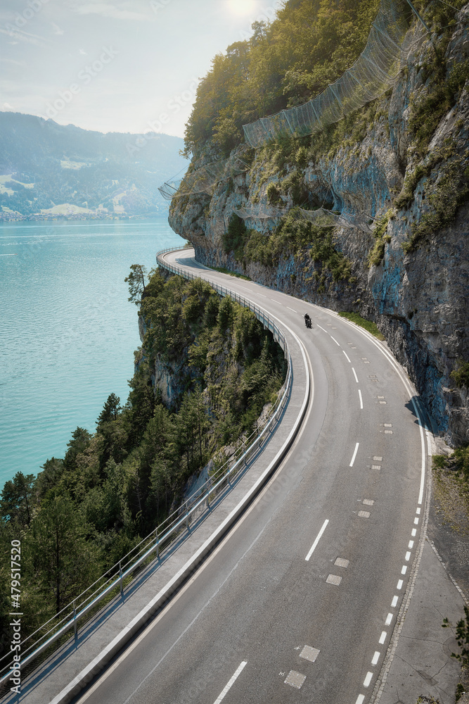 Road by the Lake near Interlaken in the Swiss Alps
