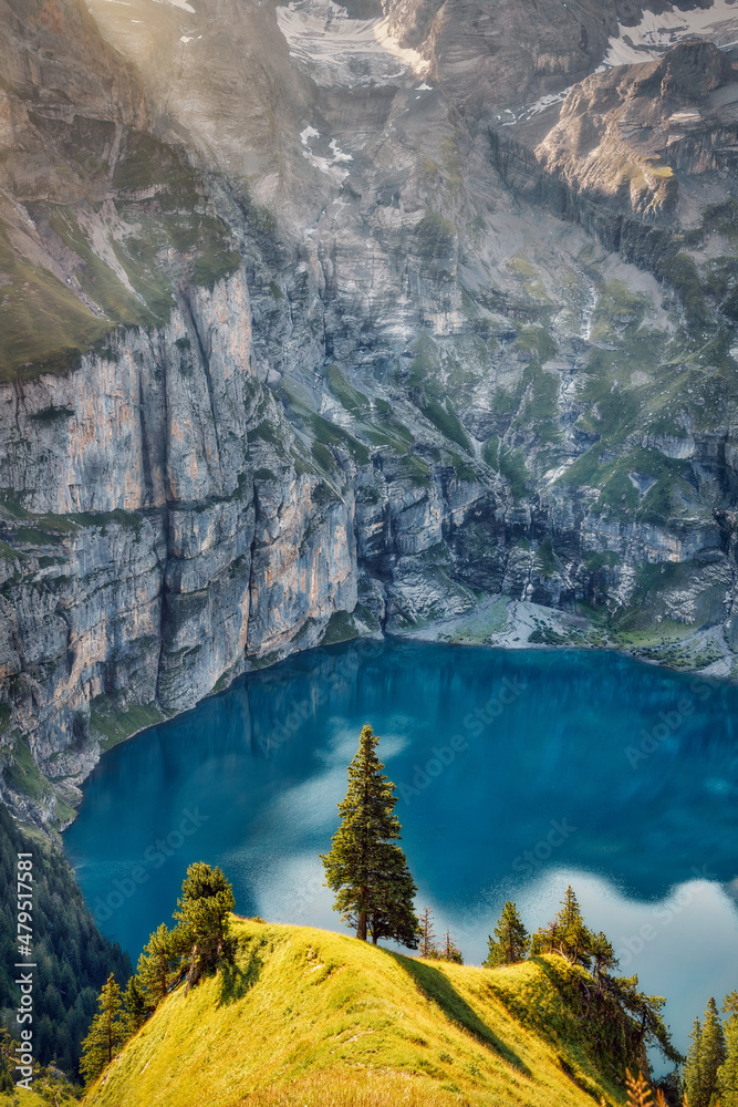 Oeschinensee in the Swiss Alps in Summer