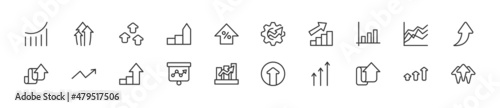 Set of simple increase line icons.
